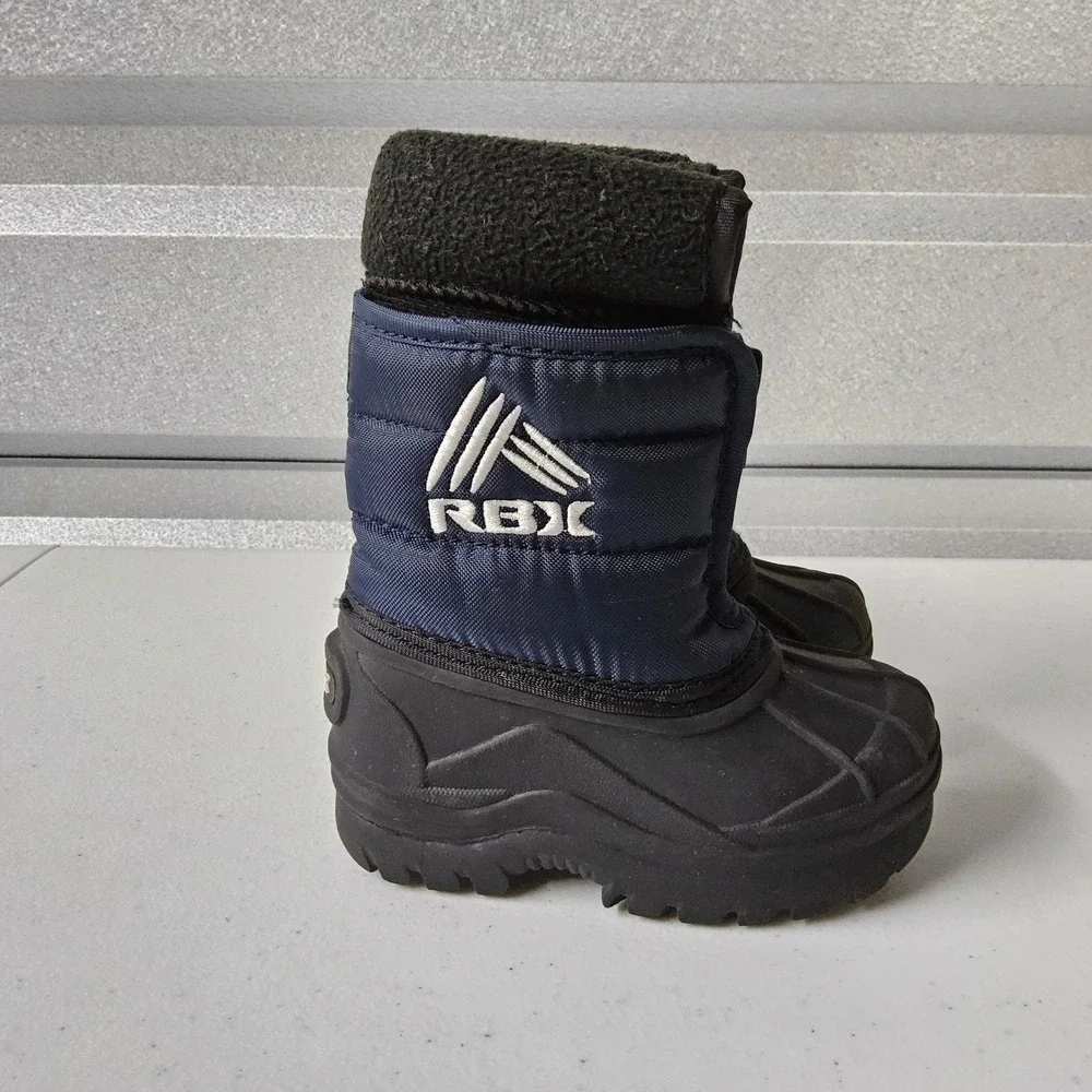 RBX Snow Boots Winter‎ Puffer Zipper Toddler Boots Black Blue Size 5